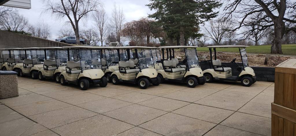 row of golf carts